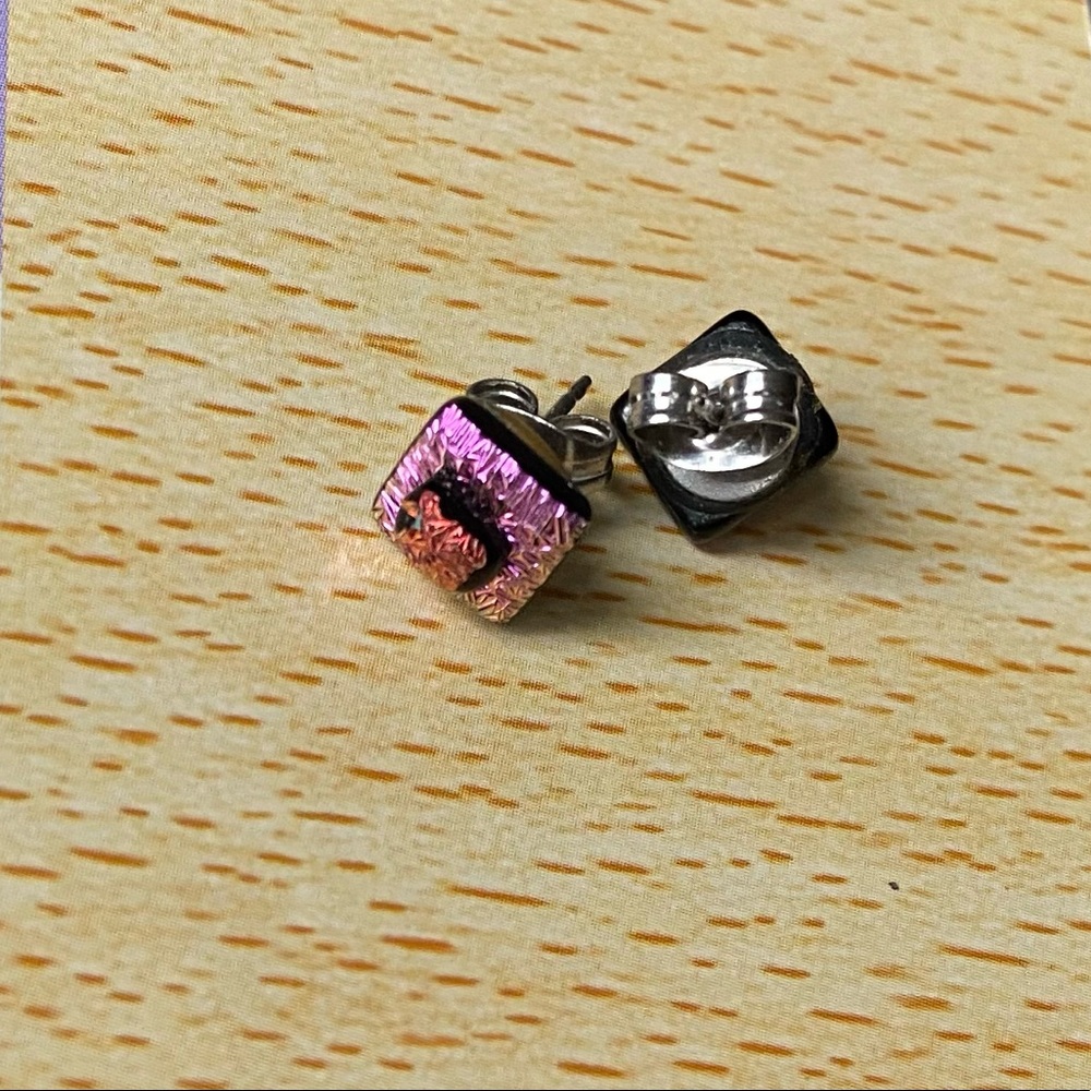 Pink and Orange Bright Stud Earrings - Picture 3 of 5